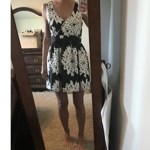 Francesca's Black & White Floral Cocktail Dress
